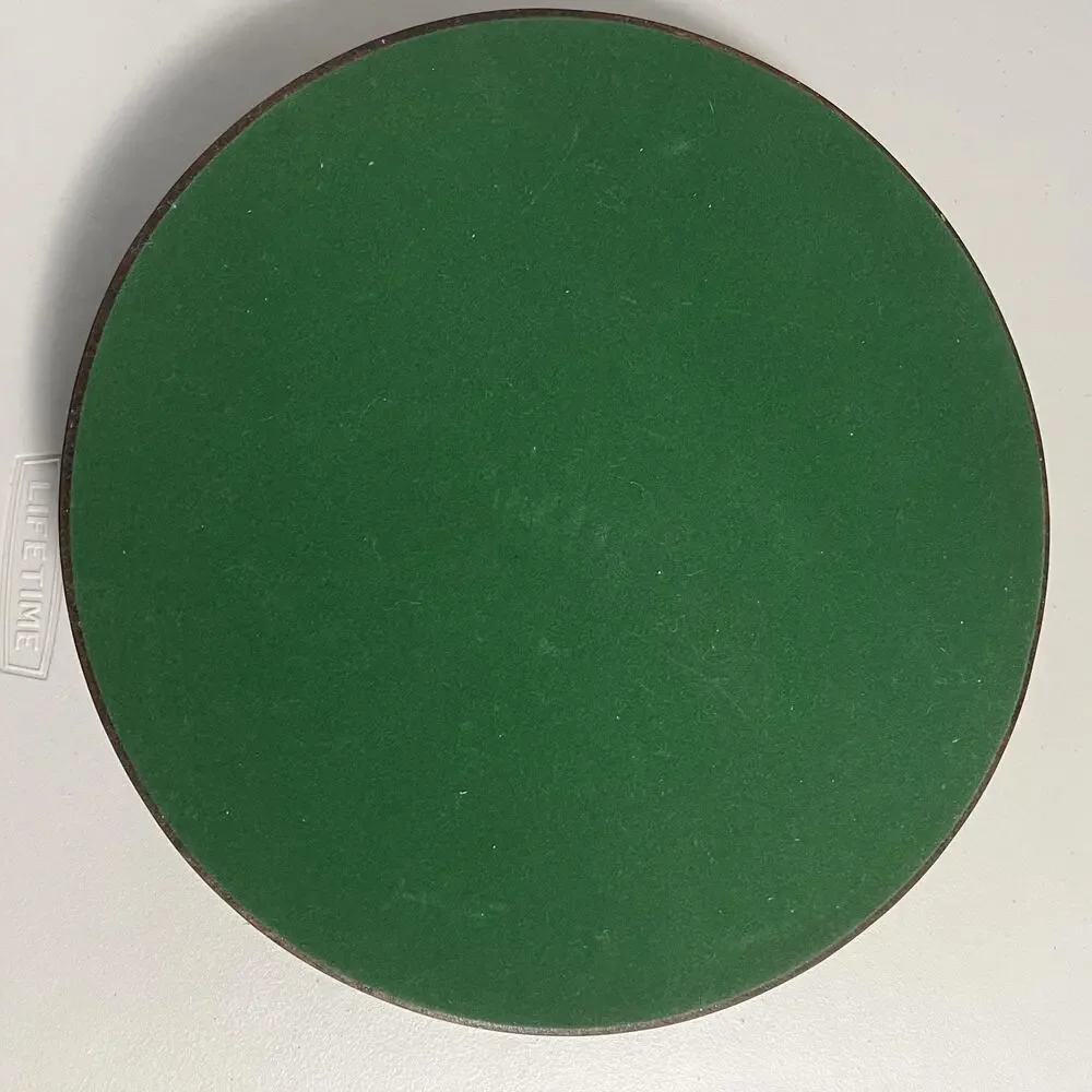 Vintage Mahogany Wood Drink Serving Tray Round Green Felt Brass‎ Handles Barware